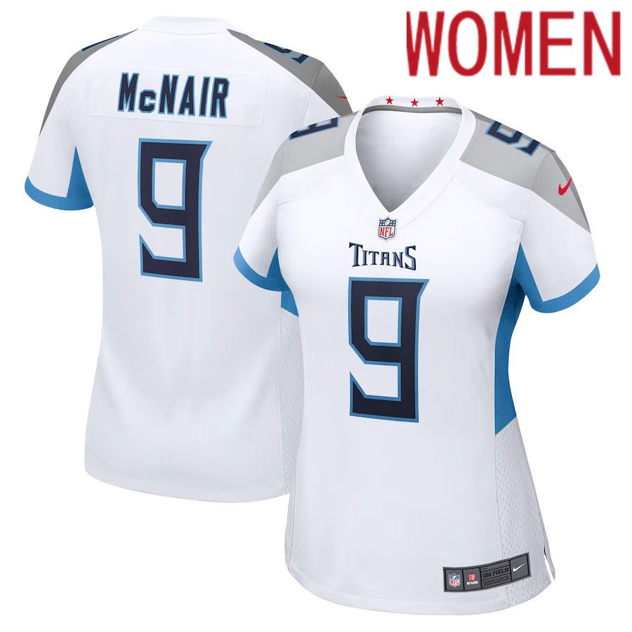 Women Tennessee Titans #9 Steve McNair Nike White Retired Game NFL Jersey->women nfl jersey->Women Jersey